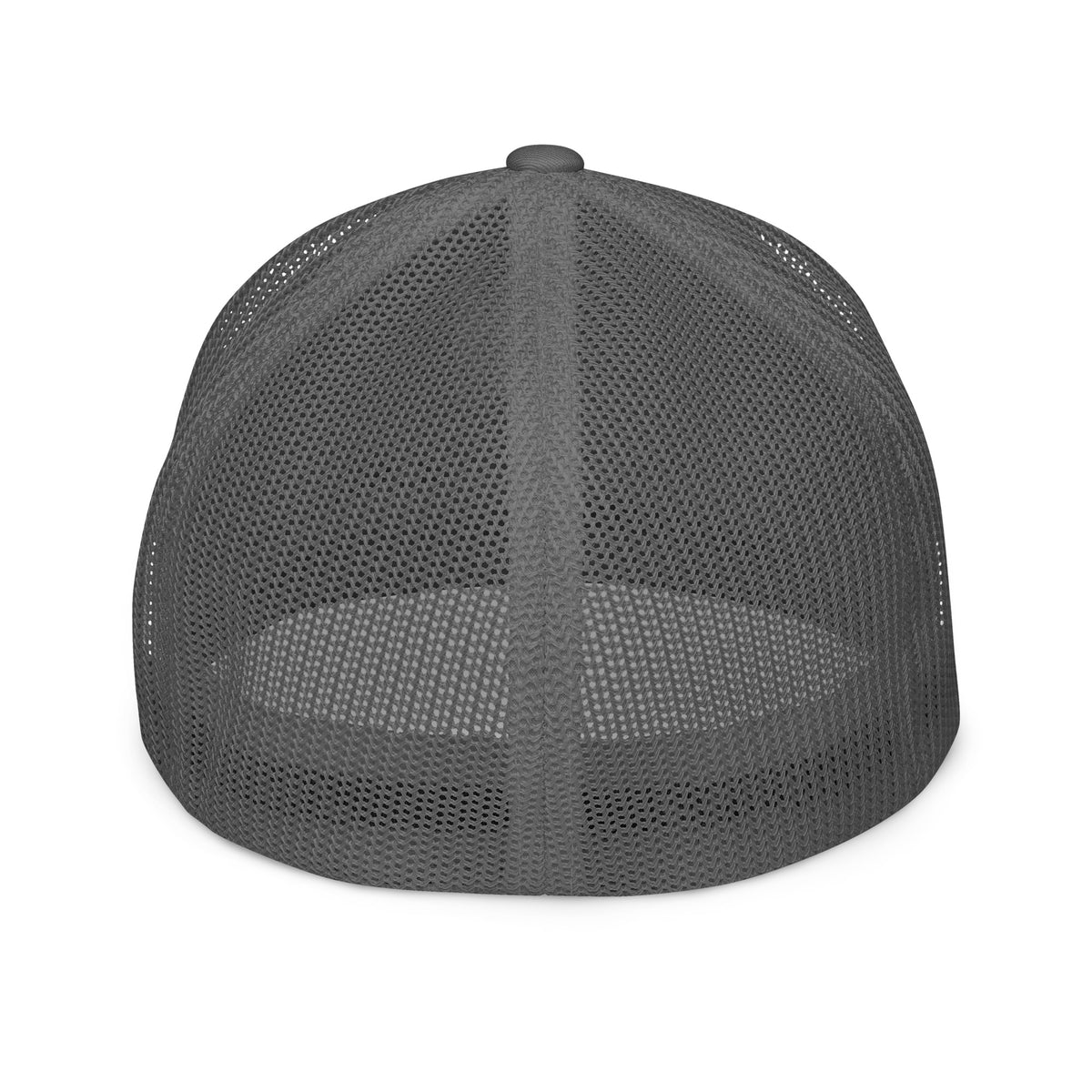 The Brew Collective trucker cap in gray with mesh back and round logo design for coffee enthusiasts.