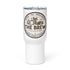 The Brew Collective travel mug with logo, designed for hot beverages like coffee and tea.