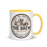 The Brew Collective mug with color inside showcasing a vibrant yellow interior, perfect for coffee and tea.